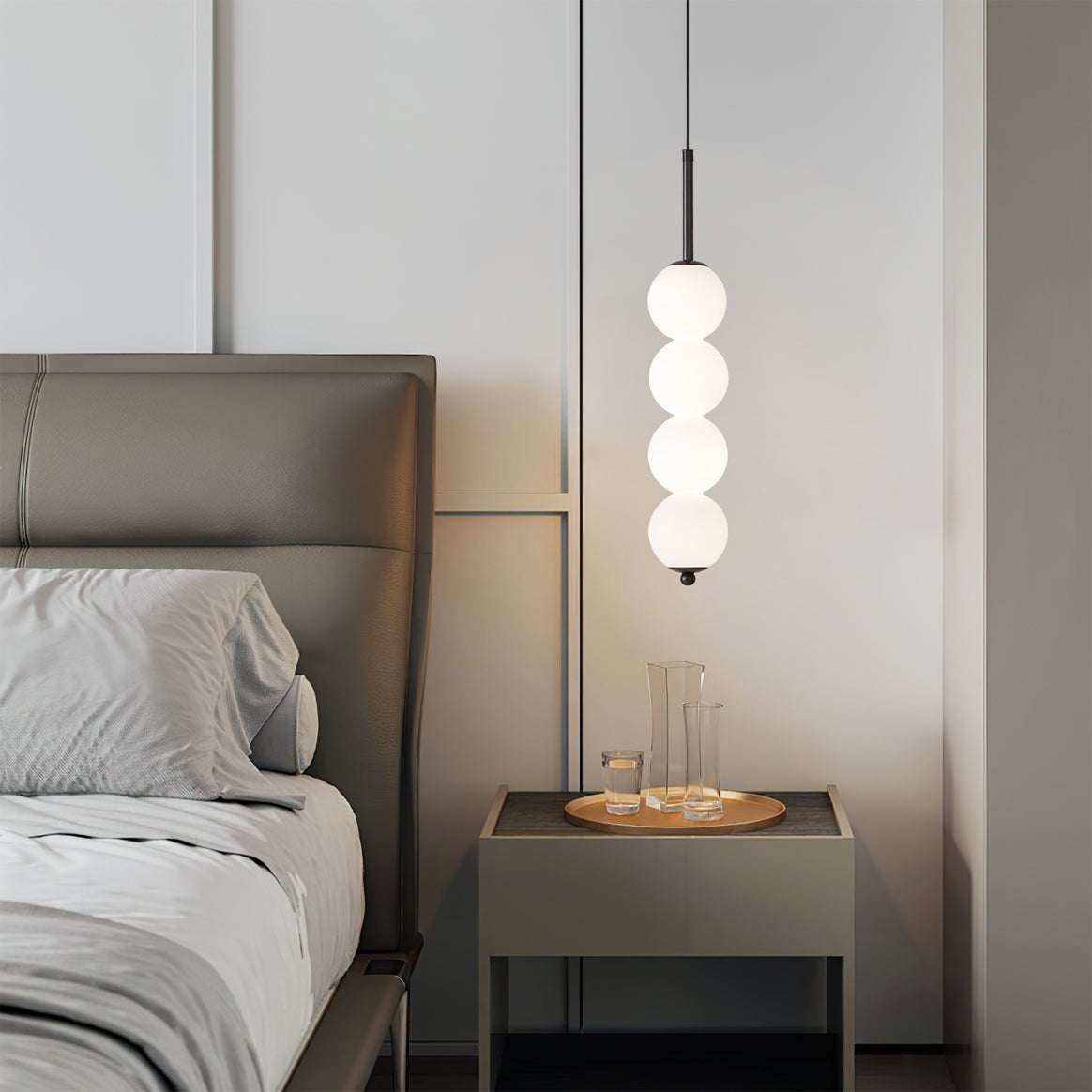 Orbet Stacked Glass Ball Pendant Lamp for Bedside | Desfino