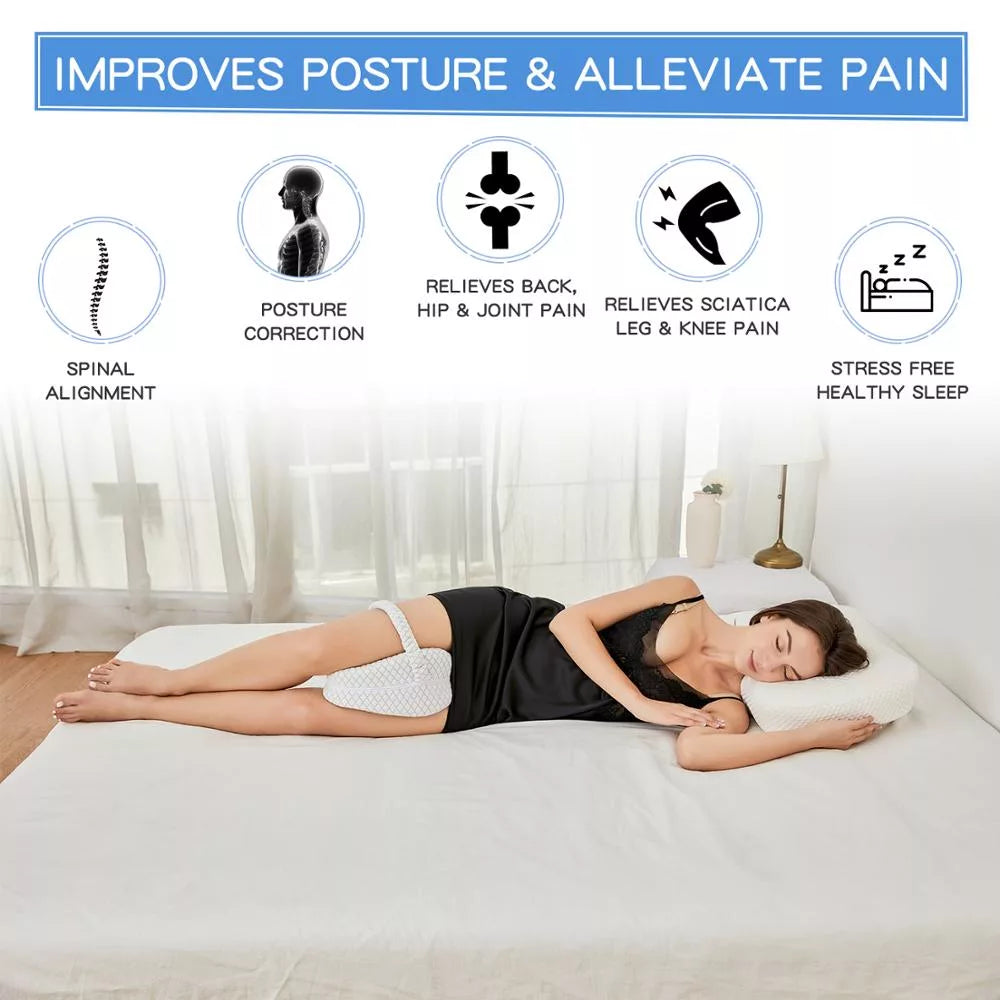 ErgoEase Memory Foam Knee Pillow — Triangular Contour Support