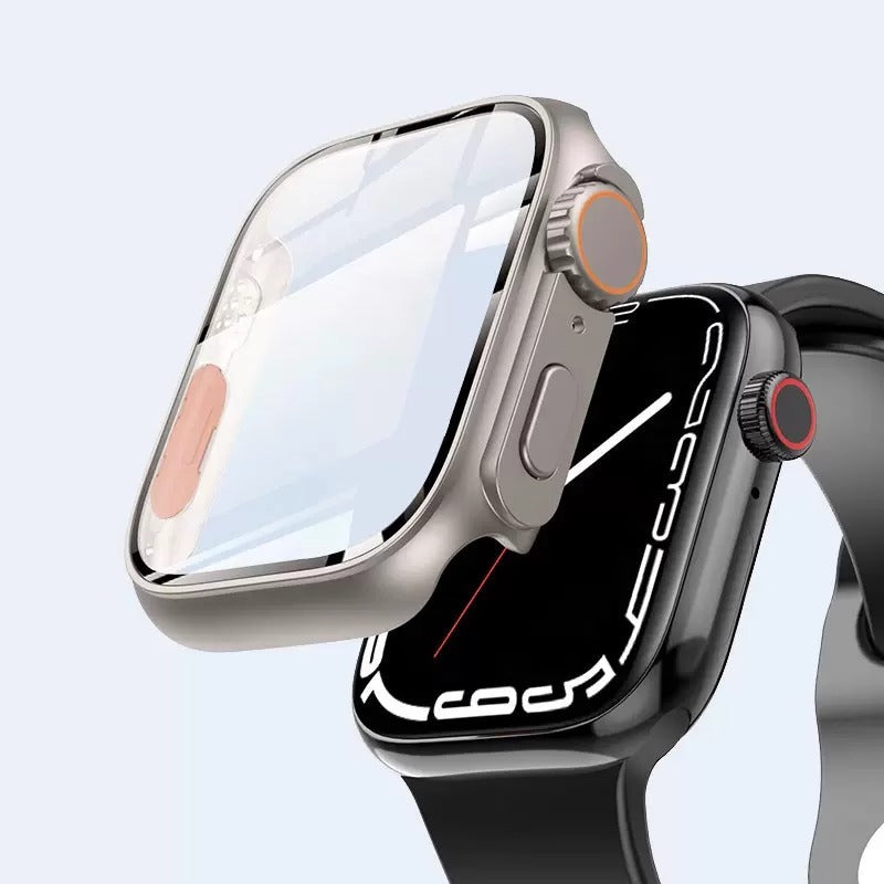 Capa fina impermeável para Apple Watch — Estrutura de proteção em PC, película de vidro temperado 9H - Desfino