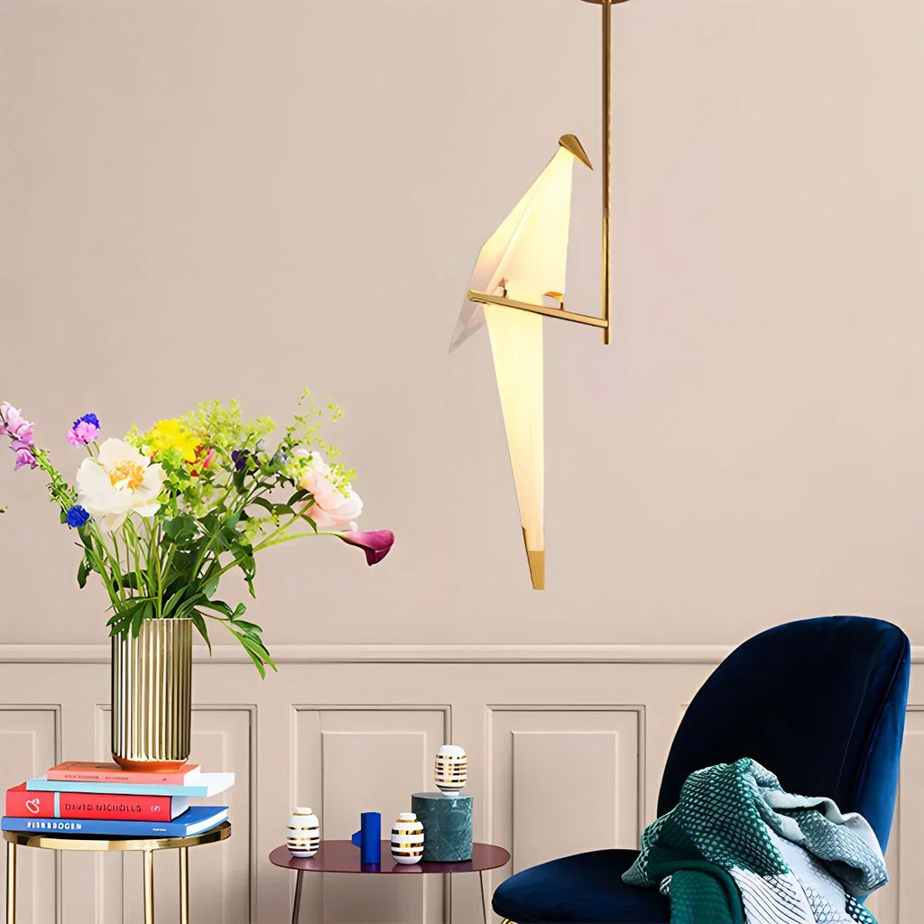Kronleuchter mit Papierkranich für das Esszimmer | Desfino