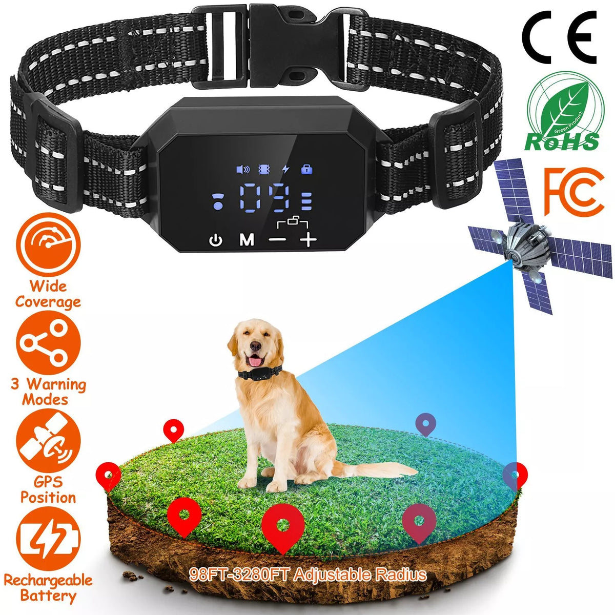 AstraGuard GPS Pro Wireless Dog Fence — Adjustable 30–1000m Range - Desfino
