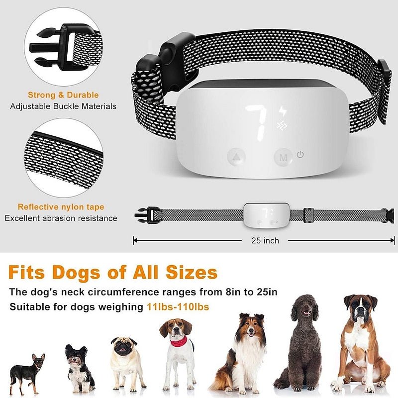 NovaPup oplaadbare blafhalsband met touchscreen — waterdicht, 5–50 kg - Desfino