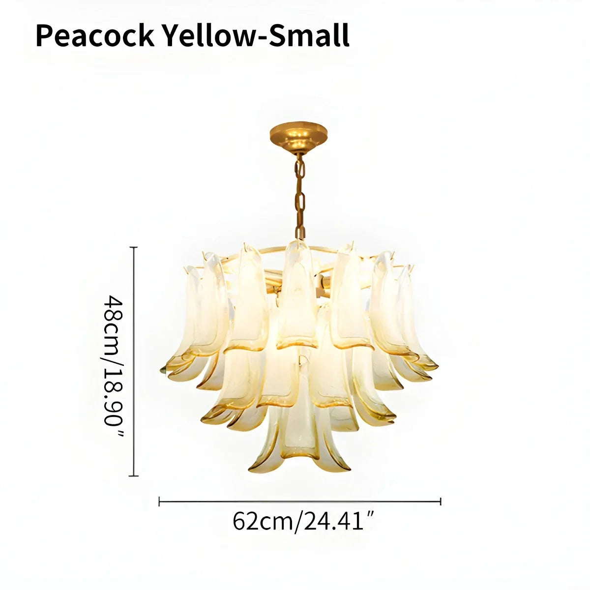 Gold Tiered Green Glass Chandelier for High Ceiling | Desfino