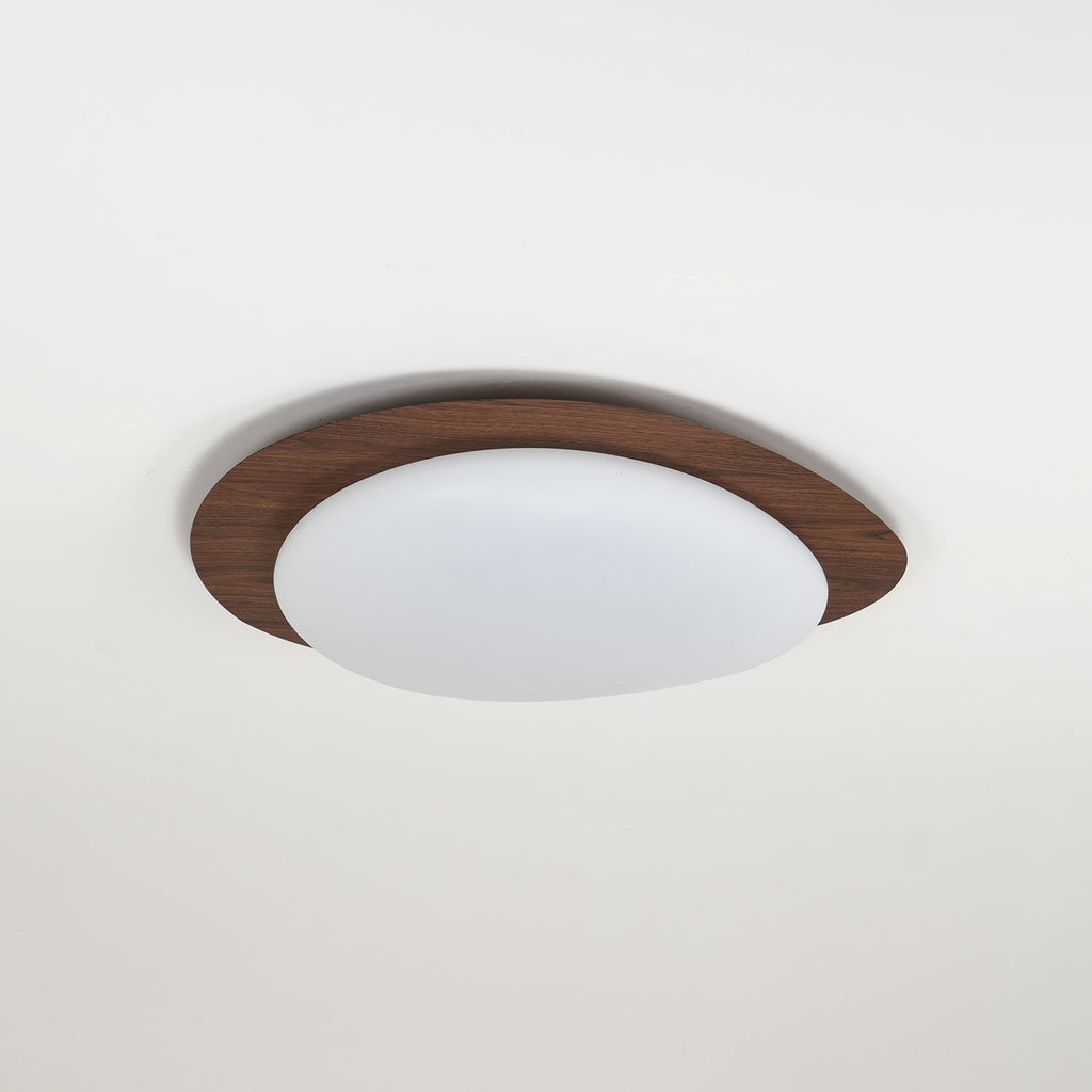 NexaRipple loftslampe i valnød med småstensdesign — varmt, blødt skær - Desfino