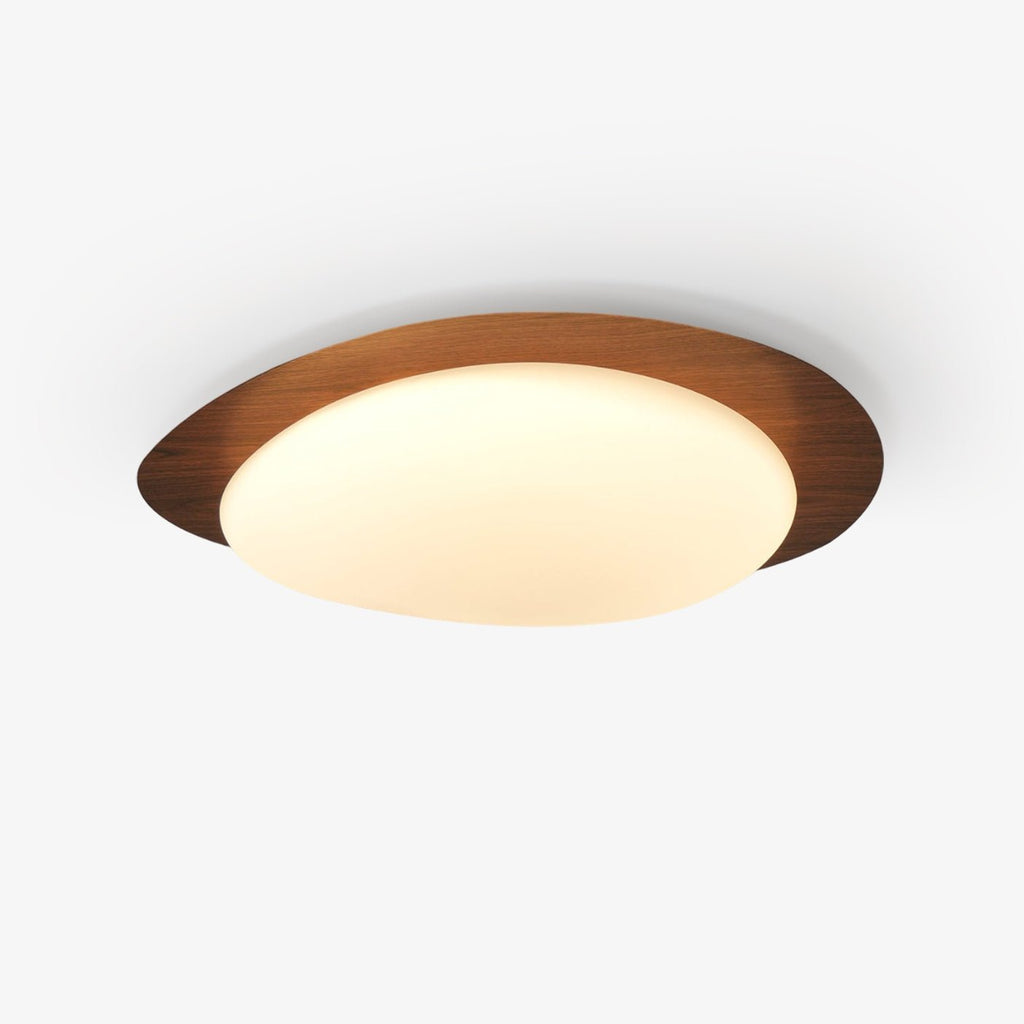 NexaRipple loftslampe i valnød med småstensdesign — varmt, blødt skær - Desfino