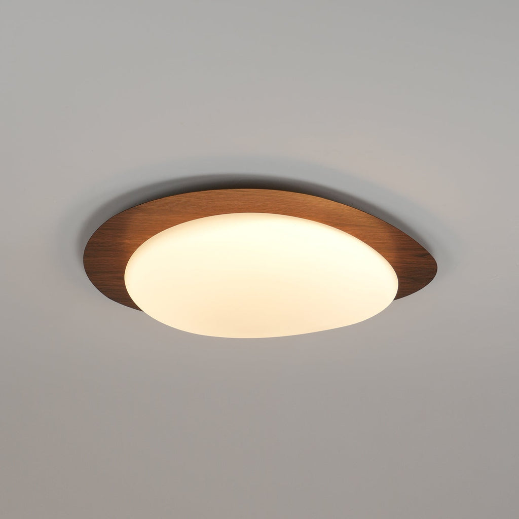 NexaRipple loftslampe i valnød med småstensdesign — varmt, blødt skær - Desfino