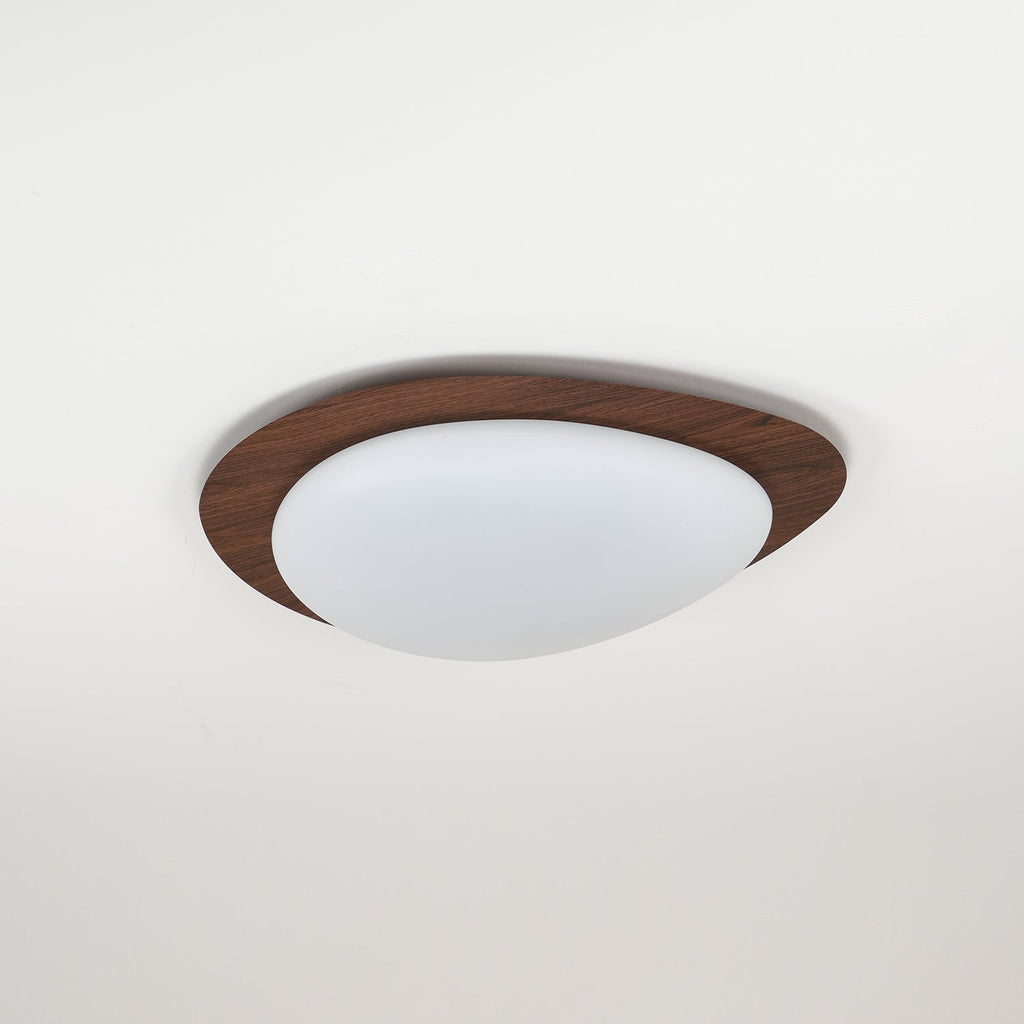 NexaRipple loftslampe i valnød med småstensdesign — varmt, blødt skær - Desfino