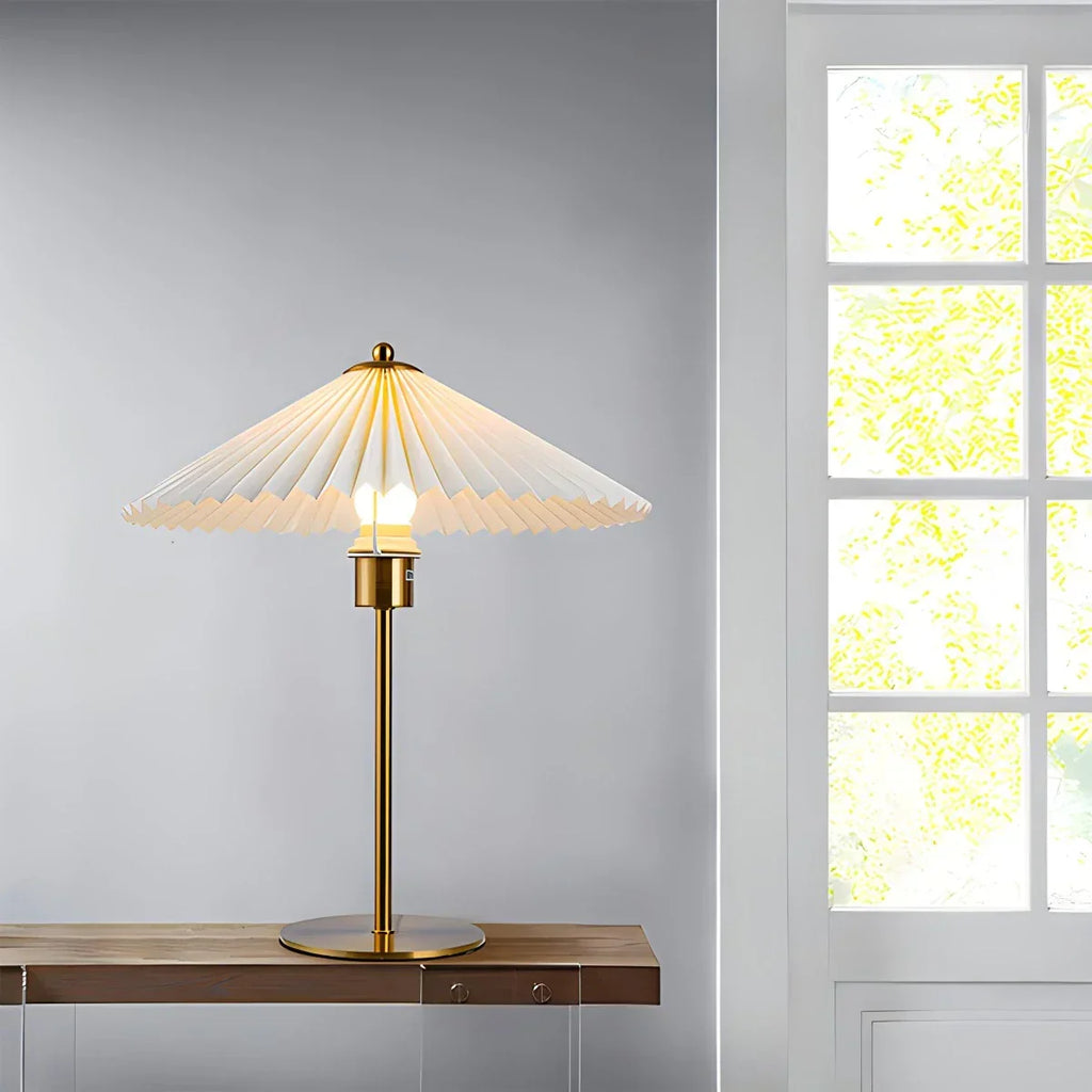 Perla Pleated Table Lamp for Bedroom | Desfino