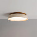Aureli Round Ceiling Light — Natural Travertine, Wooden Base - Desfino