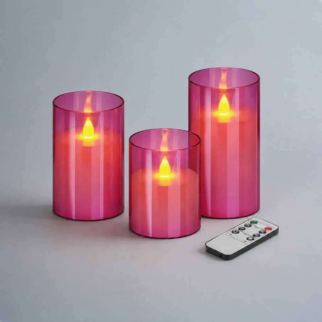 Säulenkerzen aus Acrylglas, flammenlos, 12er-Pack × 6 | Desfino