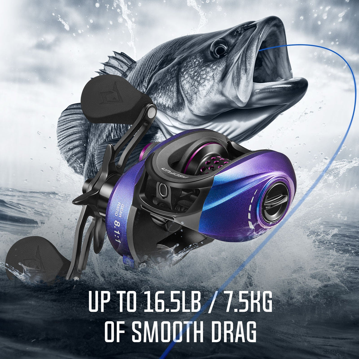 Baitcastingový naviják Piscifun Spark Pro — magnetická brzda, brzdná síla 16.5lb - Desfino
