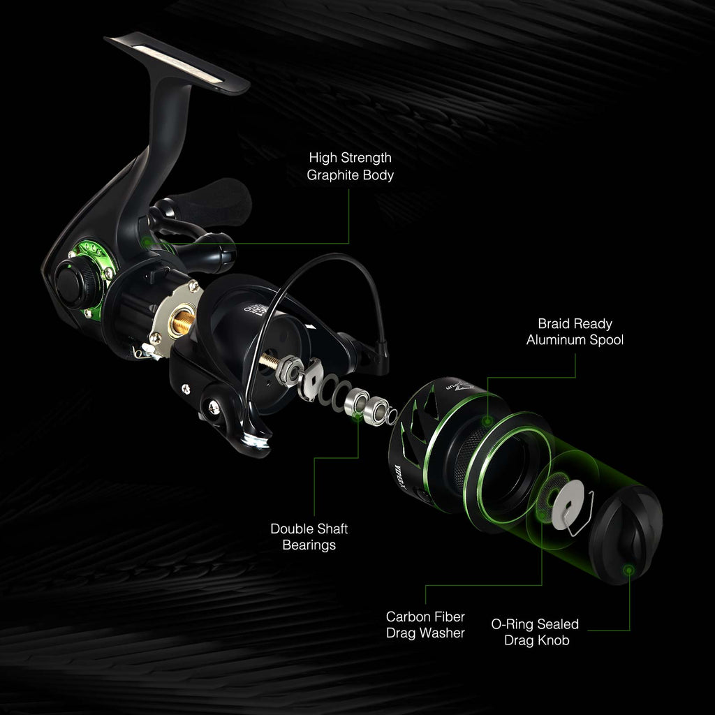 Piscifun Viper X 500/1000 isfiskerulle - 5.2:1 grafit - Desfino