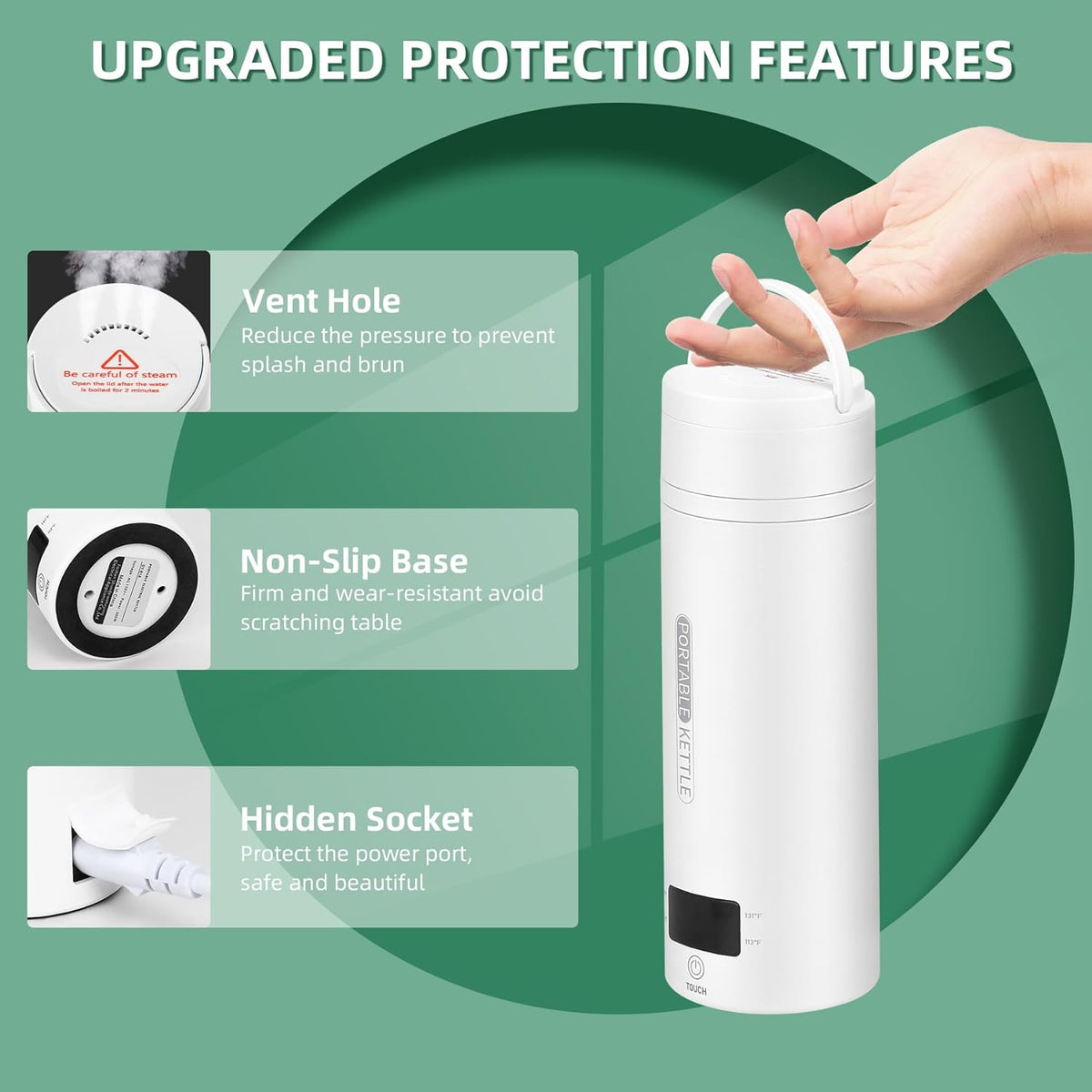 Nomad 1L 紧凑型电热旅行水壶 — 自动断电 - Desfino