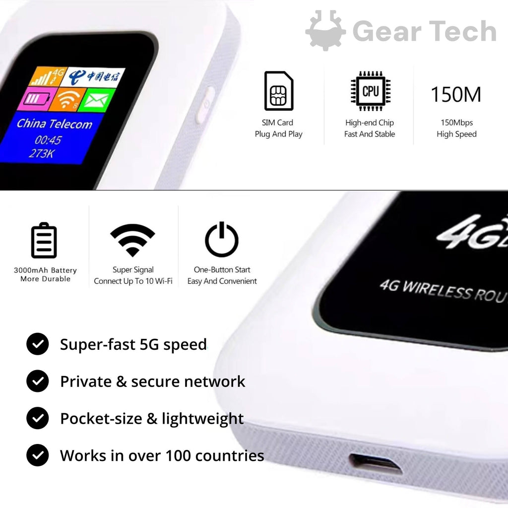 RoamWave Tragbarer 5G-WLAN-Router — Plug-and-Play-SIM-Kartenverbindung - Desfino
