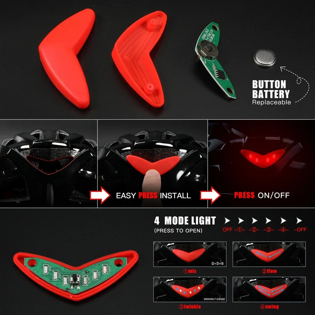 Kask rowerowy unisex Velora - lekki, zintegrowane tylne światło LED - Desfino