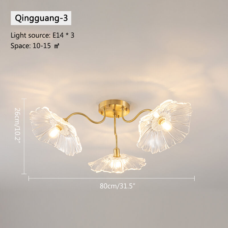 Deckenleuchte aus Glas in Lotusblattform für das Wohnzimmer | Desfino