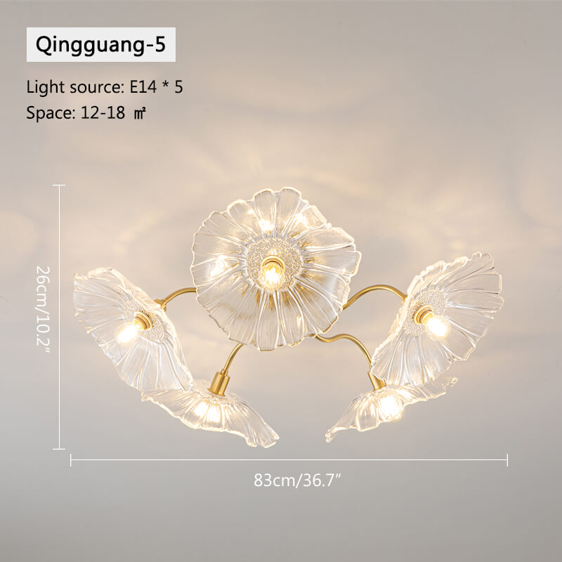 Deckenleuchte aus Glas in Lotusblattform für das Wohnzimmer | Desfino