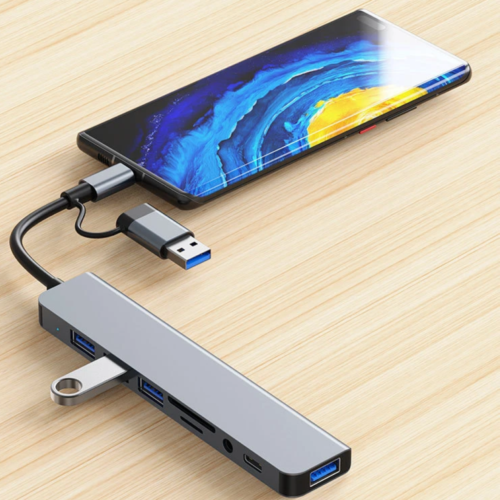 NexLink 8 portos USB- és USB-C-hub, többportos adapter és átalakító | Desfino