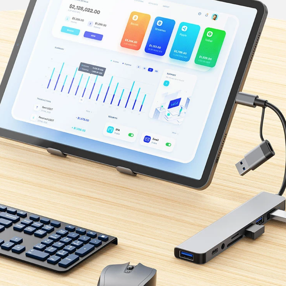 NexLink 8 portos USB- és USB-C-hub, többportos adapter és átalakító | Desfino
