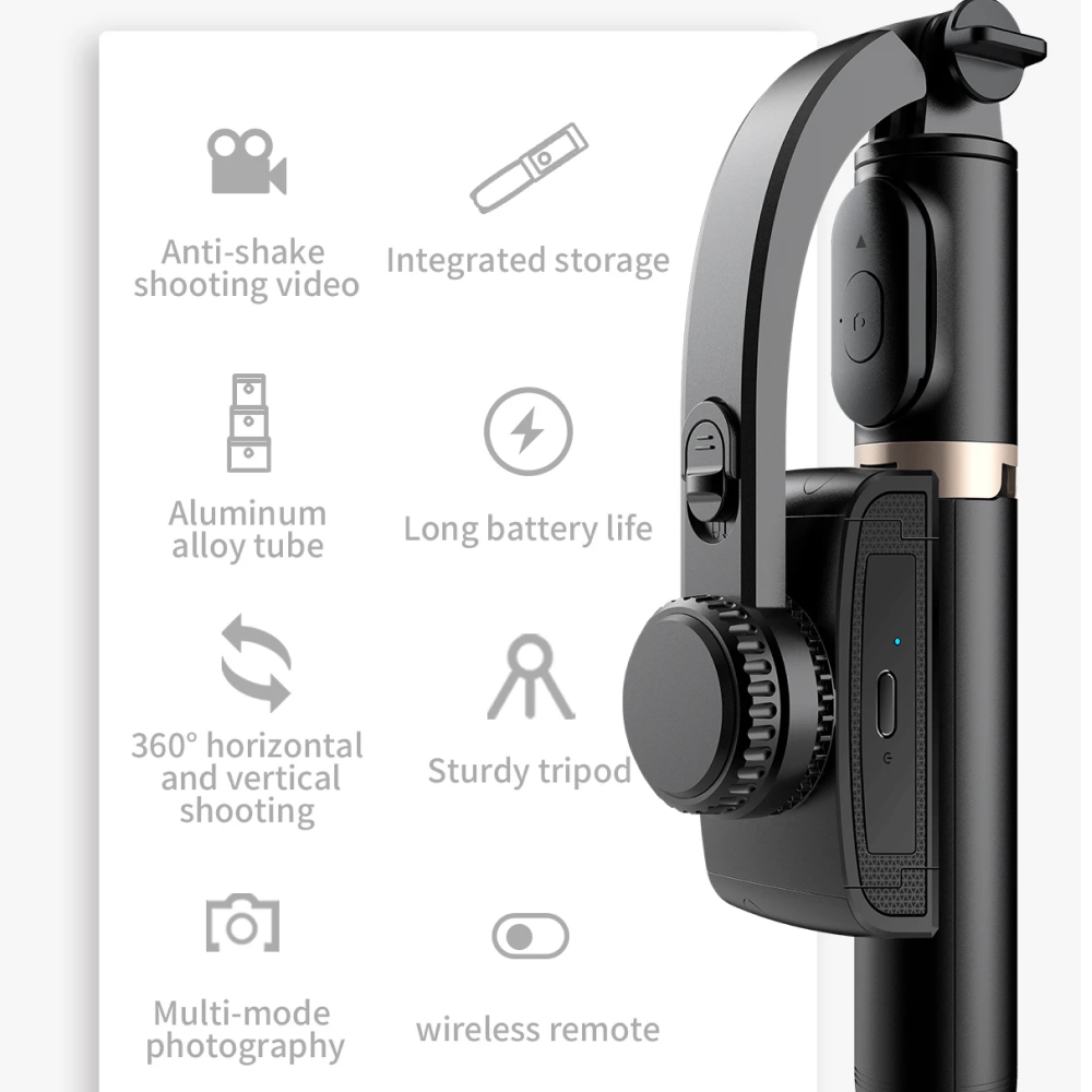 Nimora-gimbalstabilisator til telefon - stativ og selfie-stick - Desfino