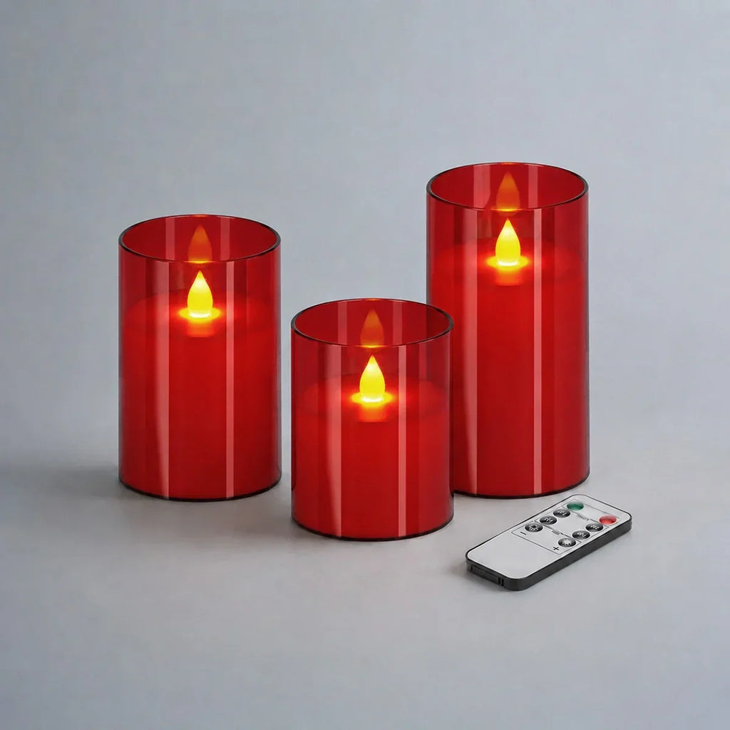 Säulenkerzen aus Acrylglas, flammenlos, 12er-Pack × 6 | Desfino