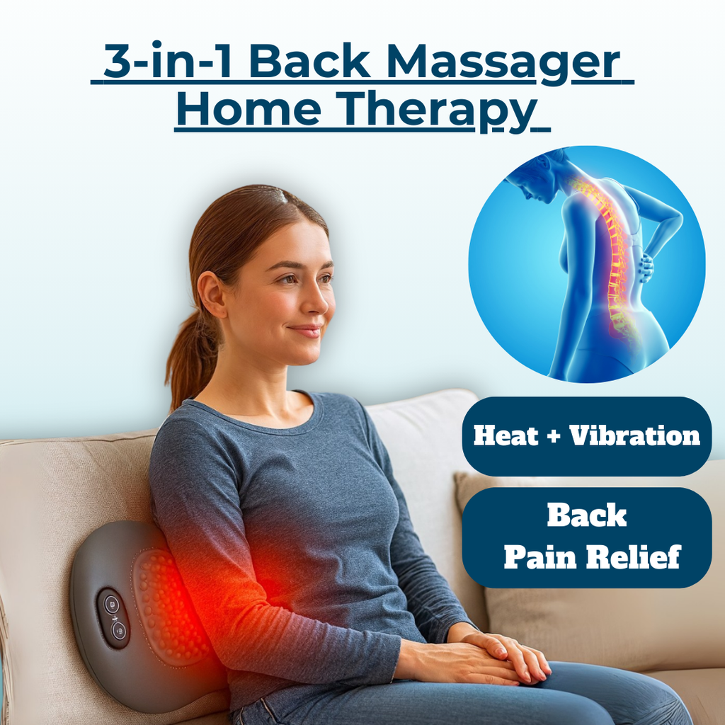 Masajeador de espalda con calor LuminaBack 3 en 1 — Vibración, descompresión - Desfino