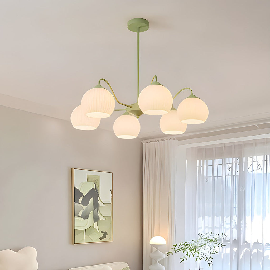 Ribbed Glass Matcha Chandelier | Desfino