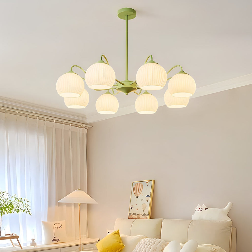 Ribbed Glass Matcha Chandelier | Desfino