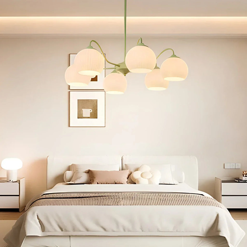 Ribbed Glass Matcha Chandelier | Desfino
