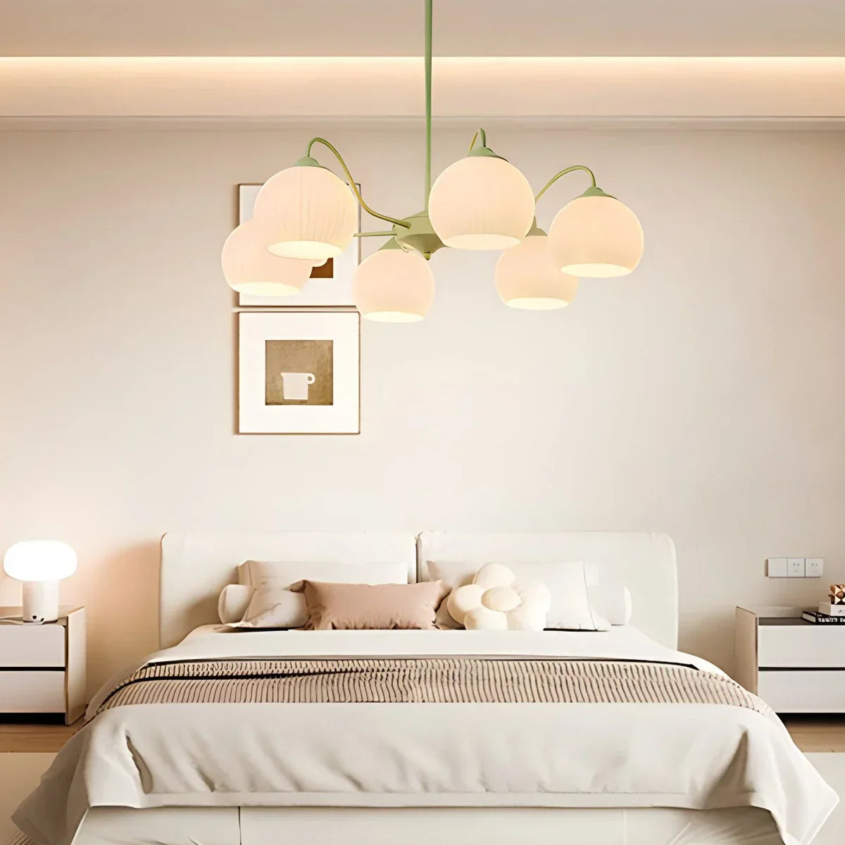 Ribbed Glass Matcha Chandelier | Desfino