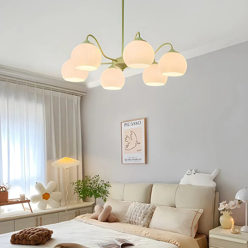 Ribbed Glass Matcha Chandelier | Desfino