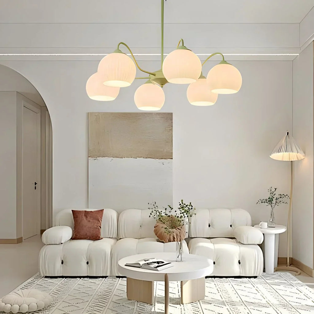 Ribbed Glass Matcha Chandelier | Desfino
