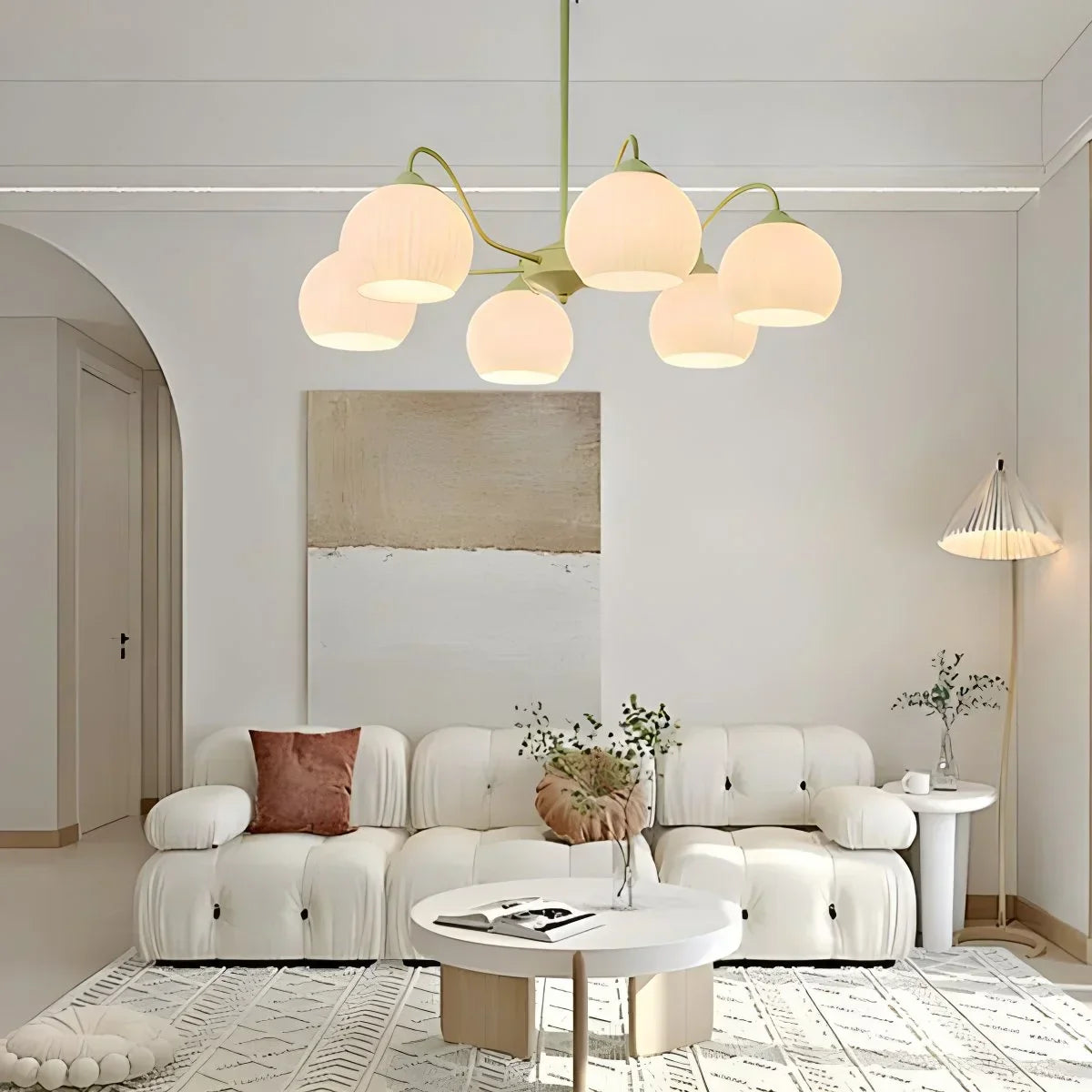 Ribbed Glass Matcha Chandelier | Desfino