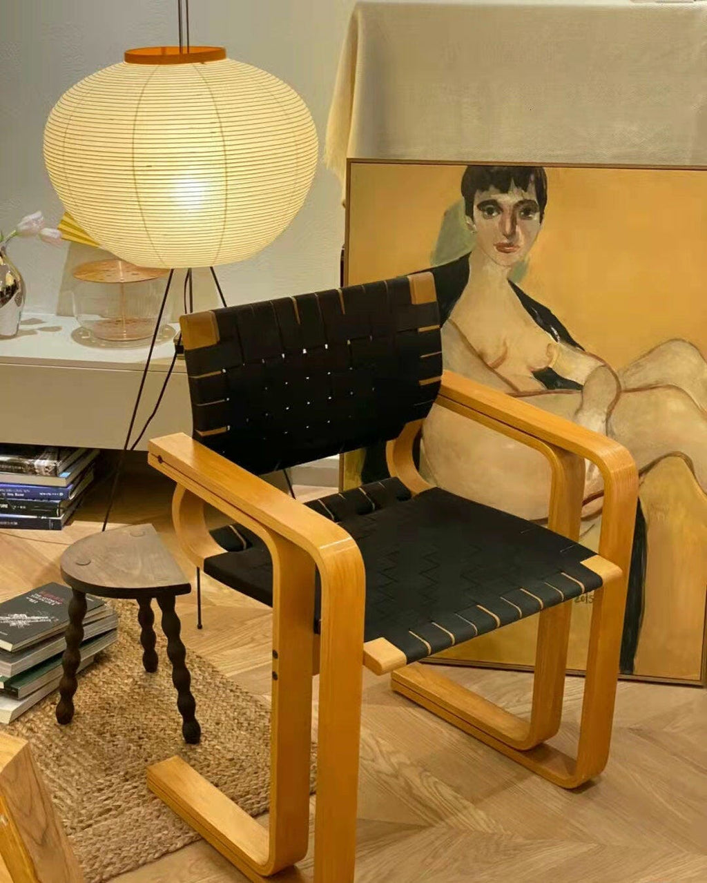 Hikaru slank gulvlampe inspirert av Japan, i rispapir - Desfino