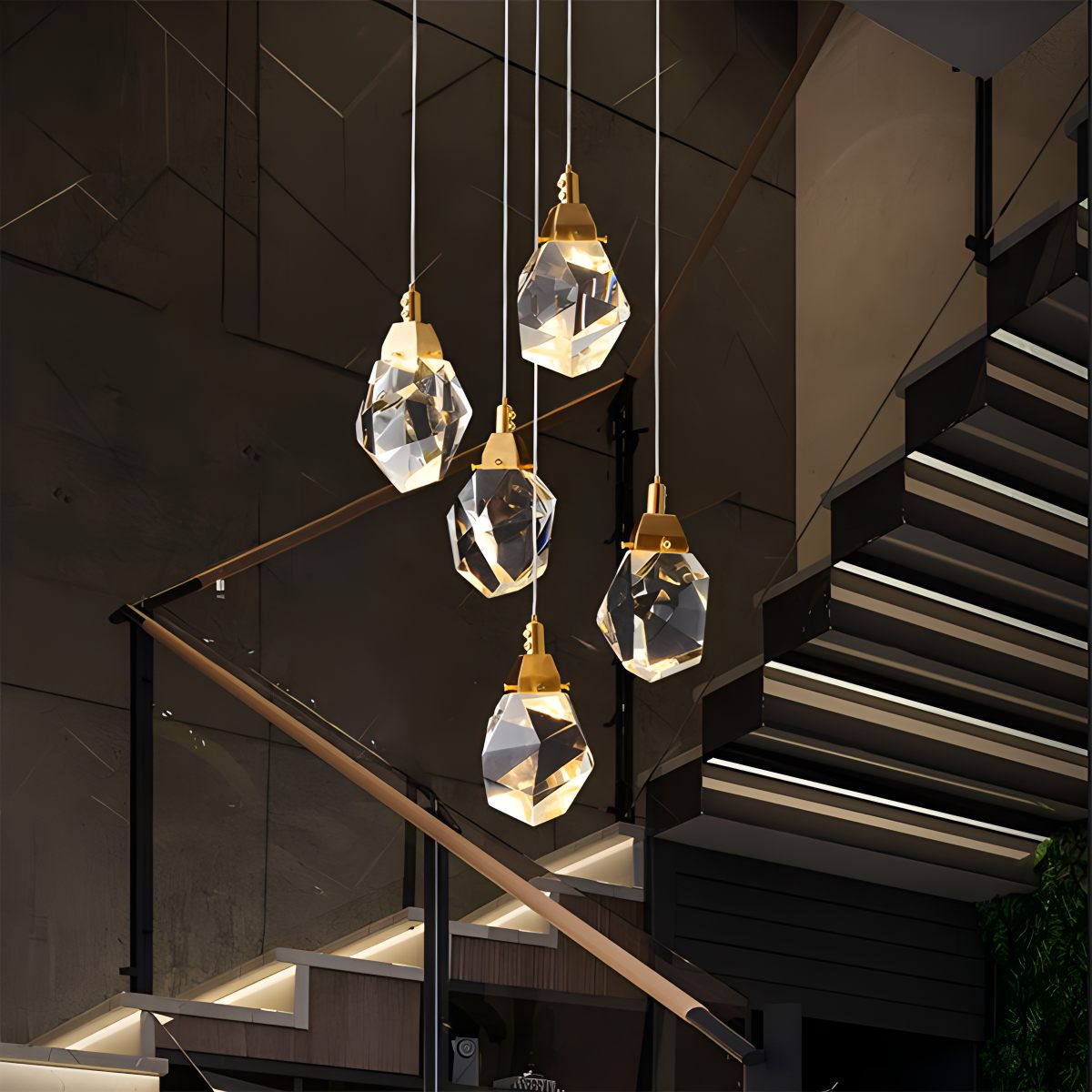 Rock Crystal Rain Chandelier for Living Room | Desfino