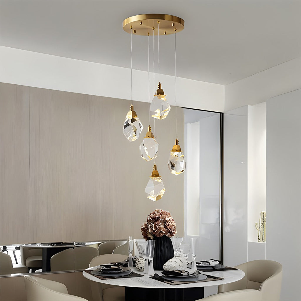 Rock Crystal Rain Chandelier for Living Room | Desfino