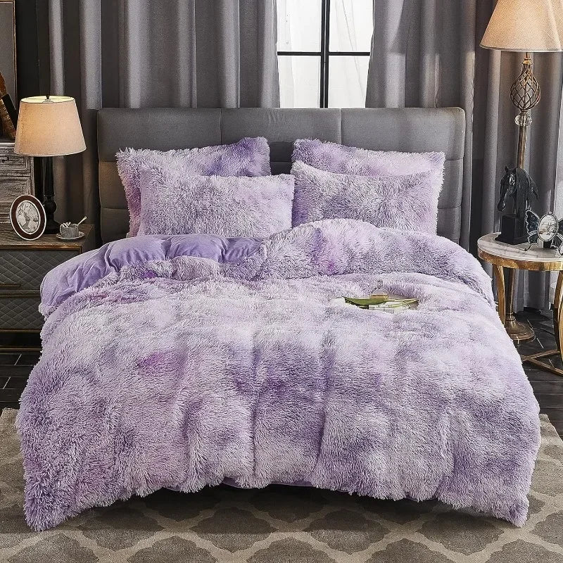 Capa de edredão de veludo Silvara — Roupa de cama aconchegante em pelo sintético macio - Desfino