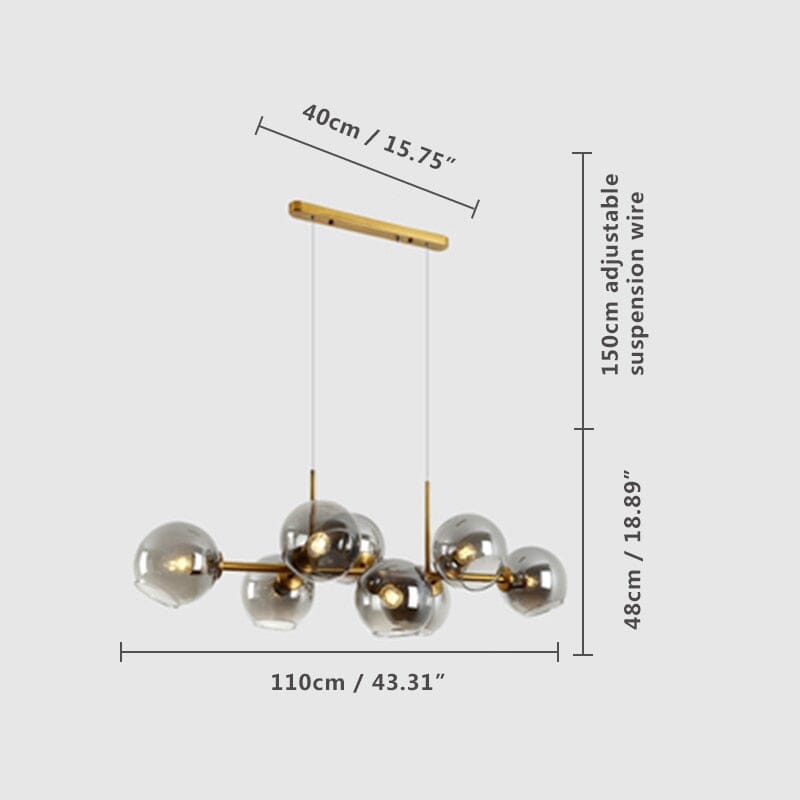 Aveline-bubbelkroonluchter — zwarte en gouden hanglamp van 56 W, 40 x 110cm - Desfino