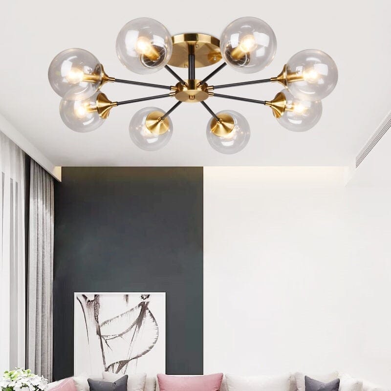 8-Light Glass Globe Chandelier in Jade