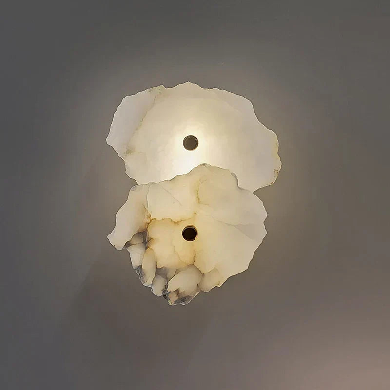 Aplique de parede LED de arte moderna Aurora — Mármore, detalhes em cobre - Desfino