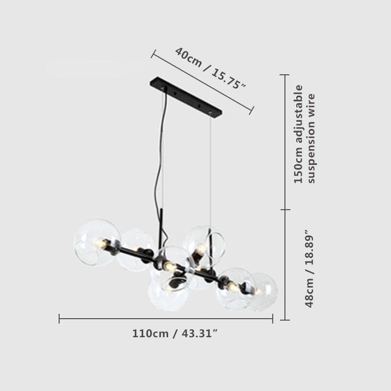 Aveline-bubbelkroonluchter — zwarte en gouden hanglamp van 56 W, 40 x 110cm - Desfino