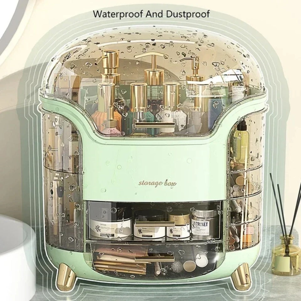 CrystalView Organisateur de maquillage - Grande boîte de rangement antipoussière - Desfino