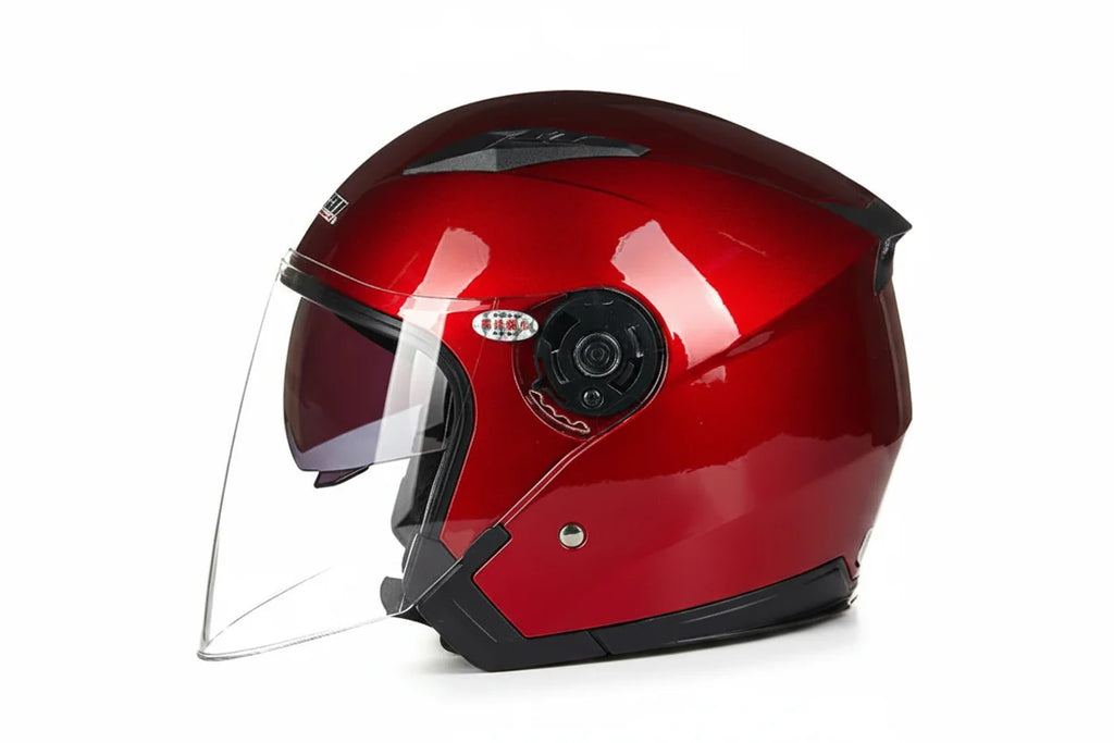 DOT-gecertificeerde motorhelm met halve schaal en dubbel vizier — lichtgewicht ABS-schaal | Desfino