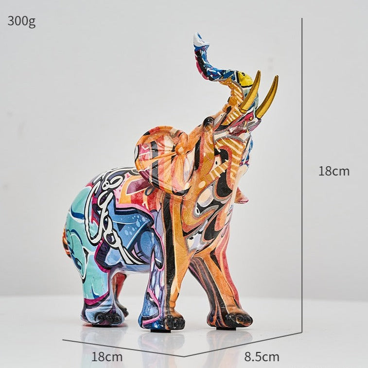 Statue d’éléphant peinte et colorée Aurella — Sculpture nordique - Desfino