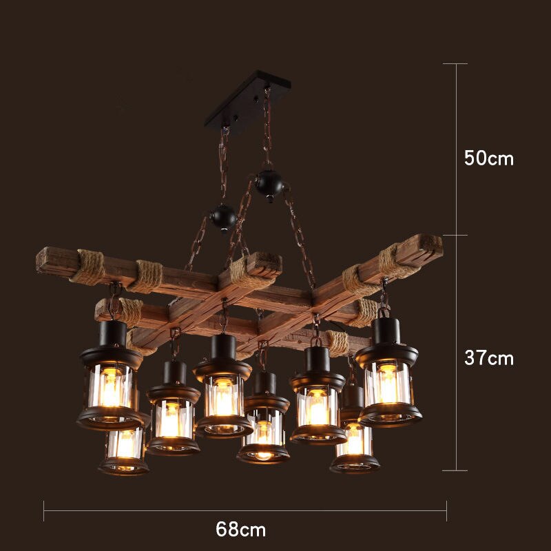 Industrial LED Ceiling Light — Vintage Wood and Iron Fixture - Desfino