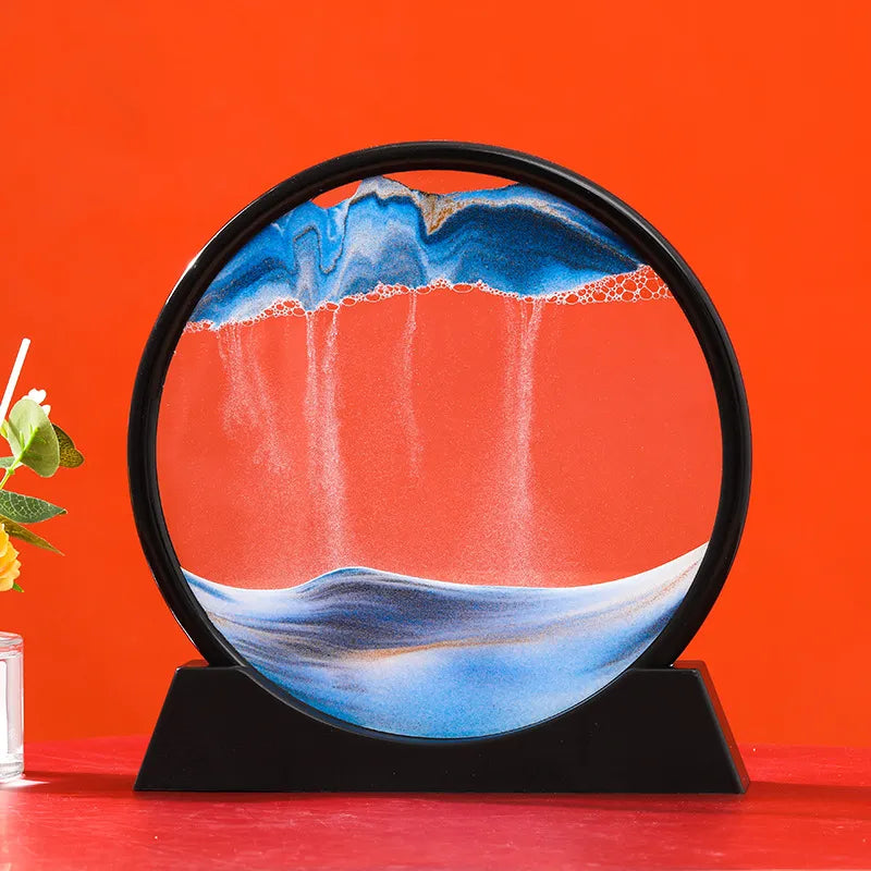 AureaFlow Glass Hourglass — Kinetic 3D Sand Motion, Clear Enclosure