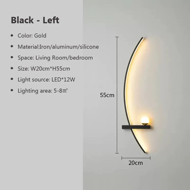 מנורת קיר LED LumaEdge לתאורה מעלה ומטה — גימור שחור וזהב - Desfino