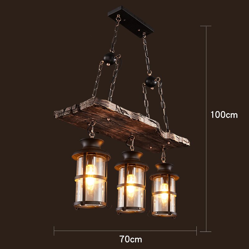 Industrial LED Ceiling Light — Vintage Wood and Iron Fixture - Desfino