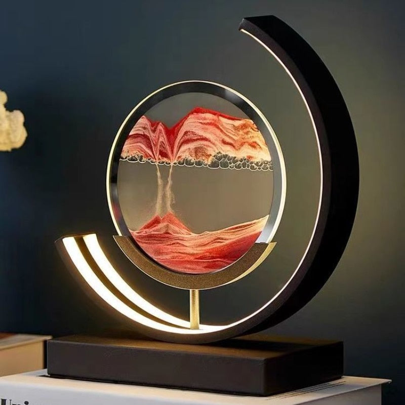 مصباح القمر LumaMotion — عرض فني رملي متحرك بتقنية LED داخل غلاف زجاجي - Desfino