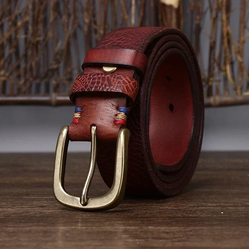 Ceinture en cuir de vache Kestrel de 1.5 in (3.8 cm) — Motif gaufré - Desfino
